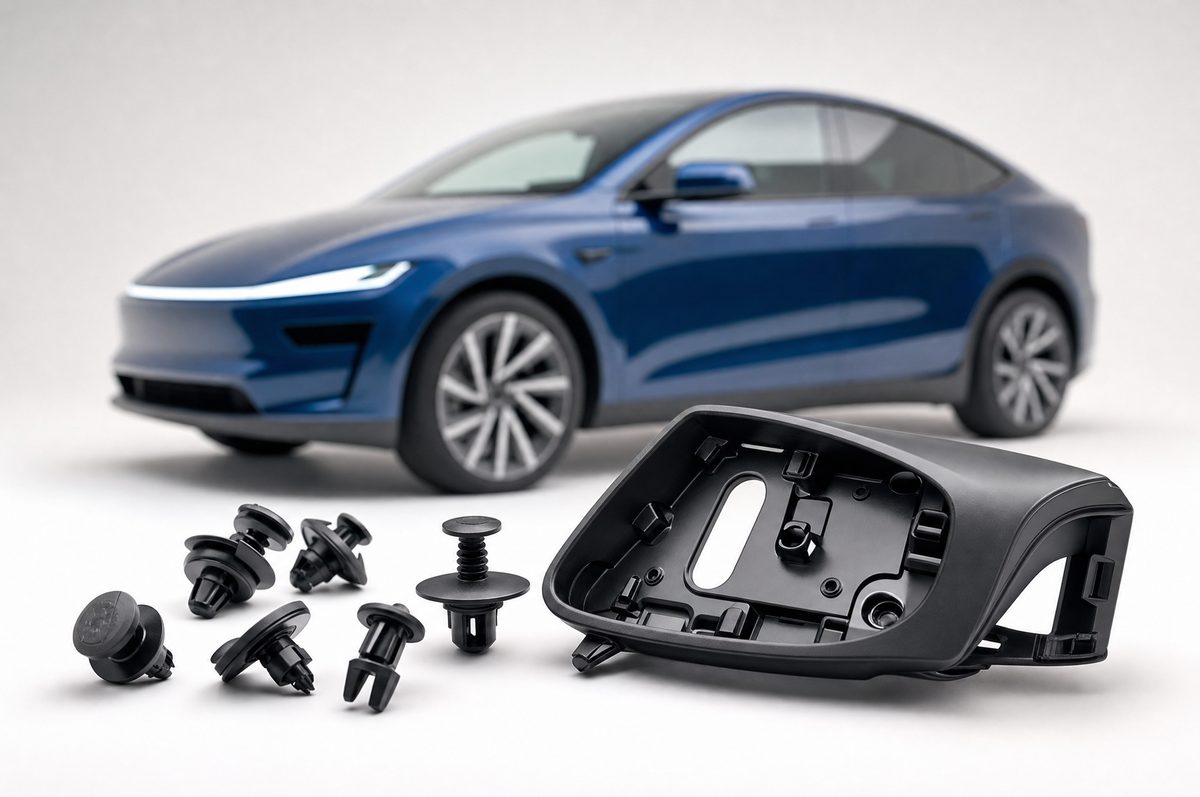 Automotive plastic trim clips and housing components