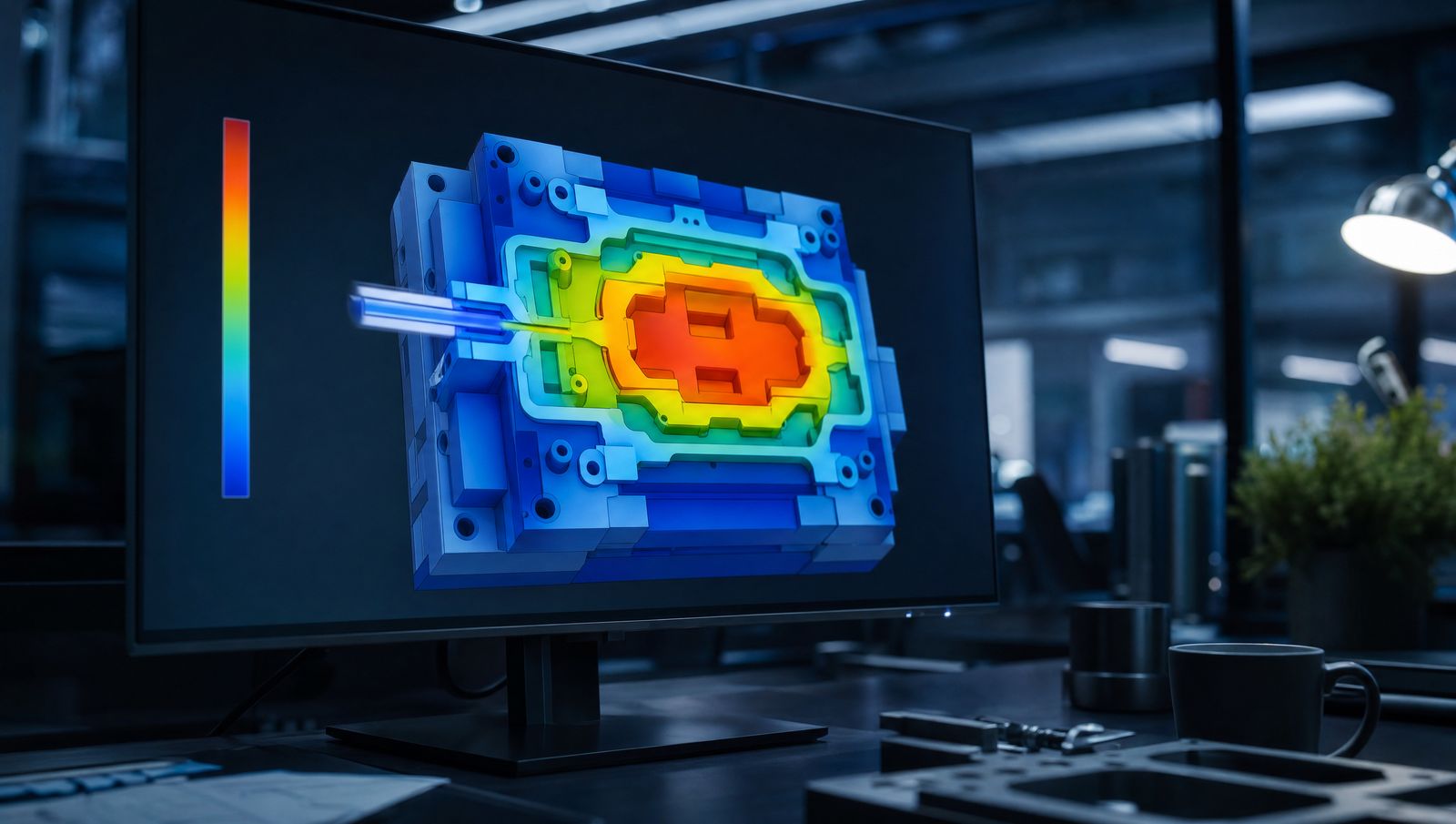 Plastic injection mould flow analysis simulation